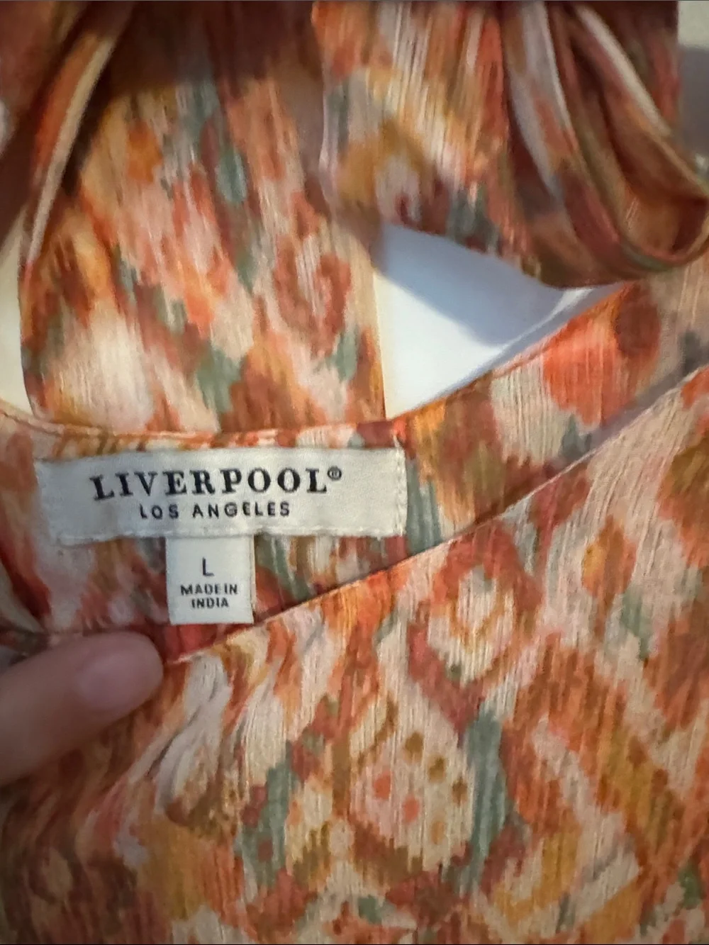 Liverpool Multicolor Ikat Print Blouse - Orange, Green